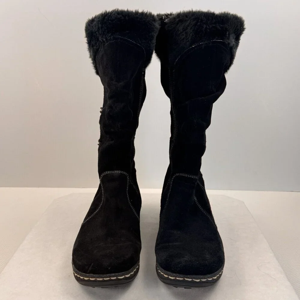 Bare Traps Womens Black Esha Leather Upper Faux Fur Mid Calf Boots Size 9M - Picture 2 of 15